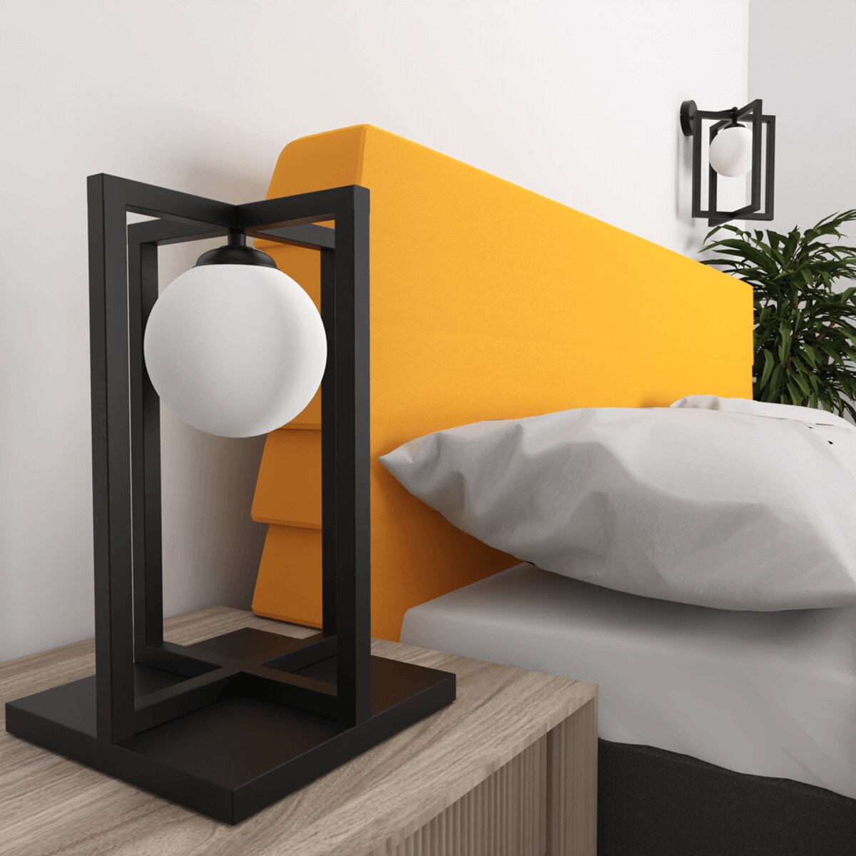 Lampa stołowa Diego MLP8571 ze szklanym kloszem biała czarna