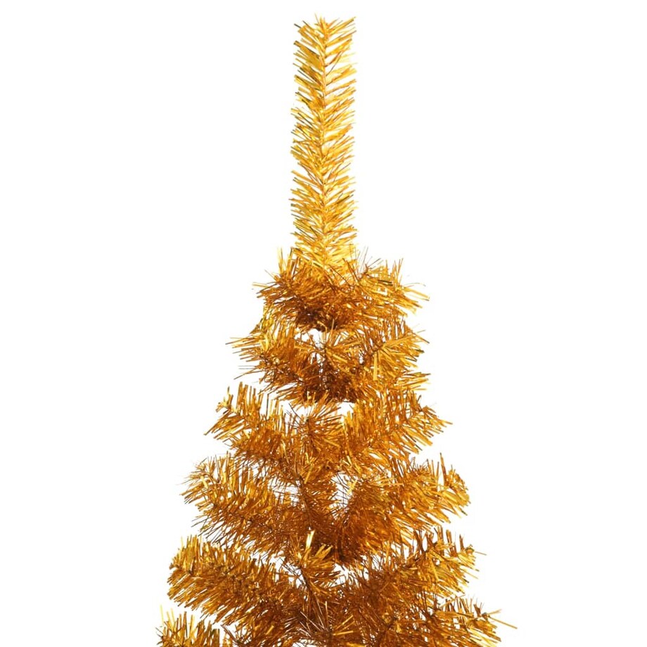 vidaXL Sztuczna choinka połówka ze stojakiem, złota, 210 cm, PET