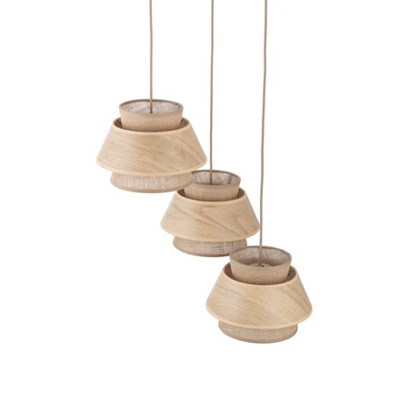 Lampa Wisząca Na Kole Tk Lighting Kalum Len Fornir 3Xe27 Skandynawski, Boho, Japandi