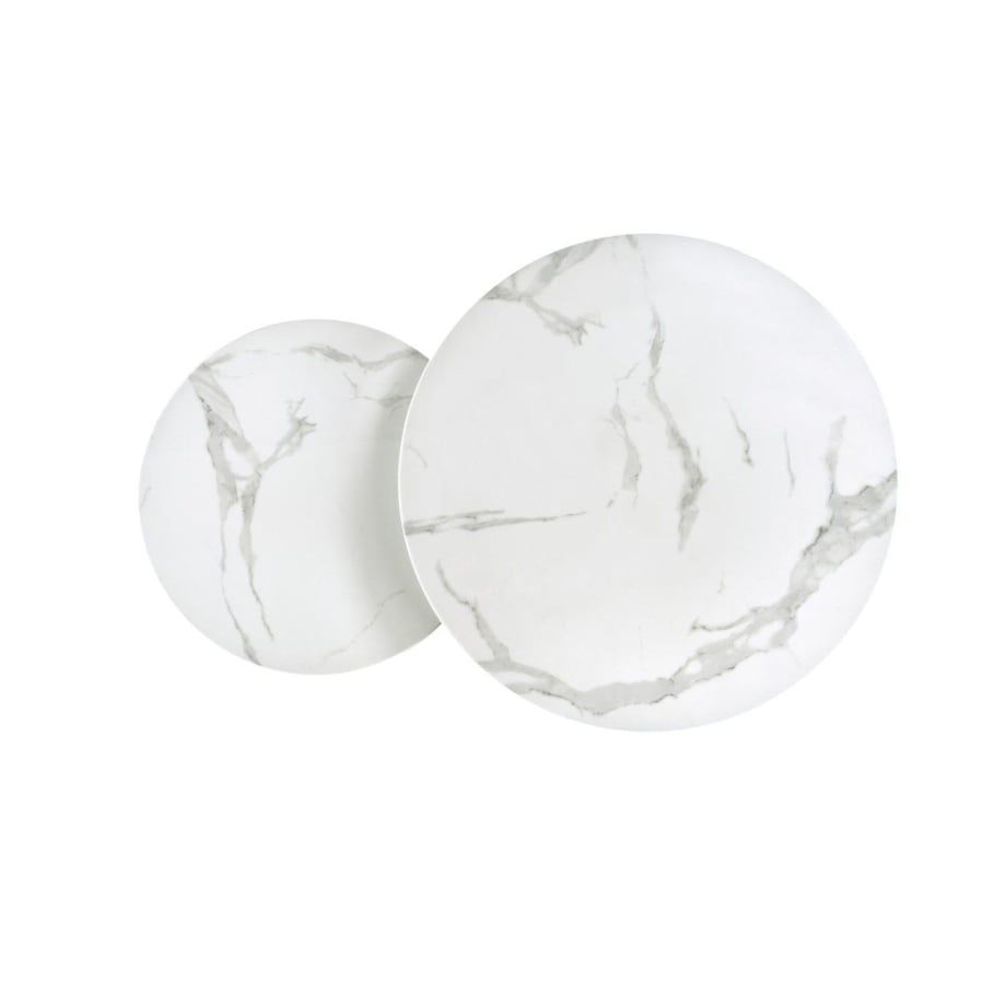 ZESTAW 2 STOLIKÓW Yasmine 85x45 i 60x38 cm SZKŁO MARMUROWE