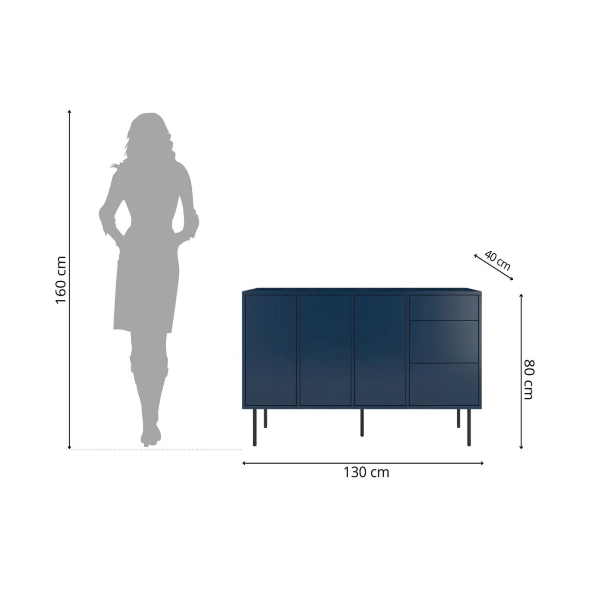 Granatowa nowoczesna komoda Dancan MIRKA / szer. 130 cm