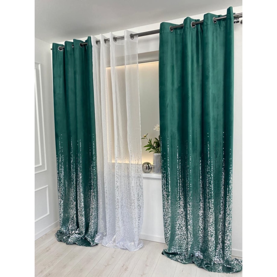 zasłona welurowa srebrna mgła 140x250 cm