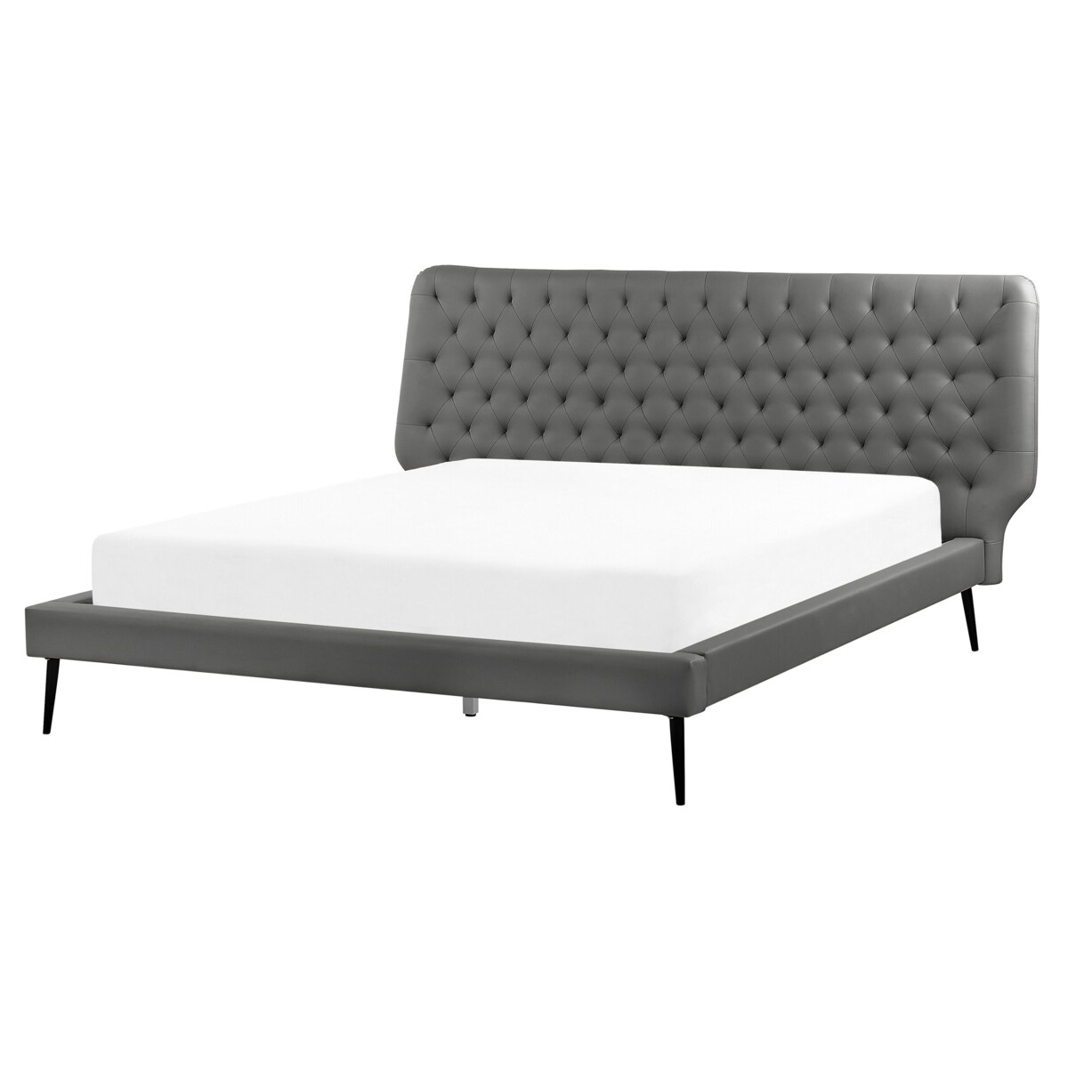 Zestaw mebli do sypialni ekoskóra 160 x 200 cm szary ESSONNE