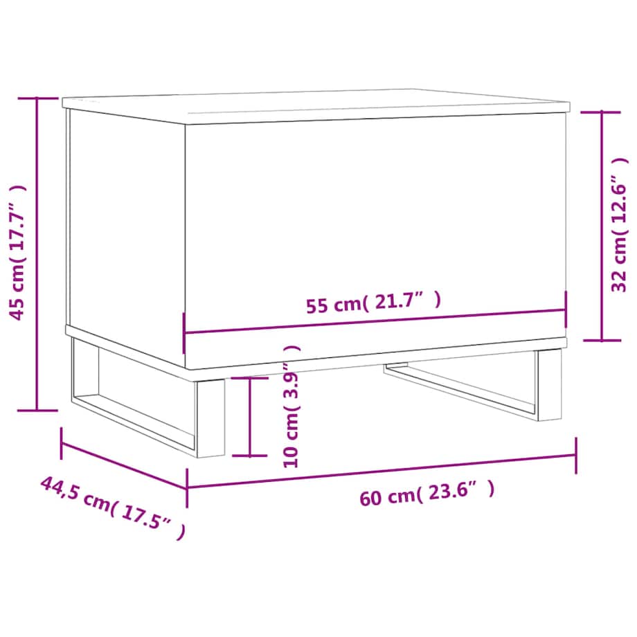 vidaXL Stolik kawowy, biały 60x44,5x45 cm, materiał drewnopochodny
