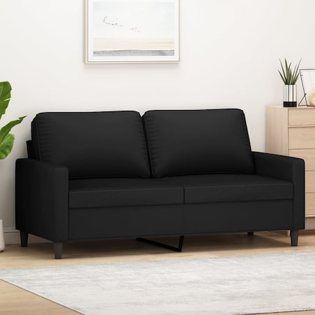 vidaXL Sofa 2-osobowa, czarna, 140 cm, tapicerowana aksamitem