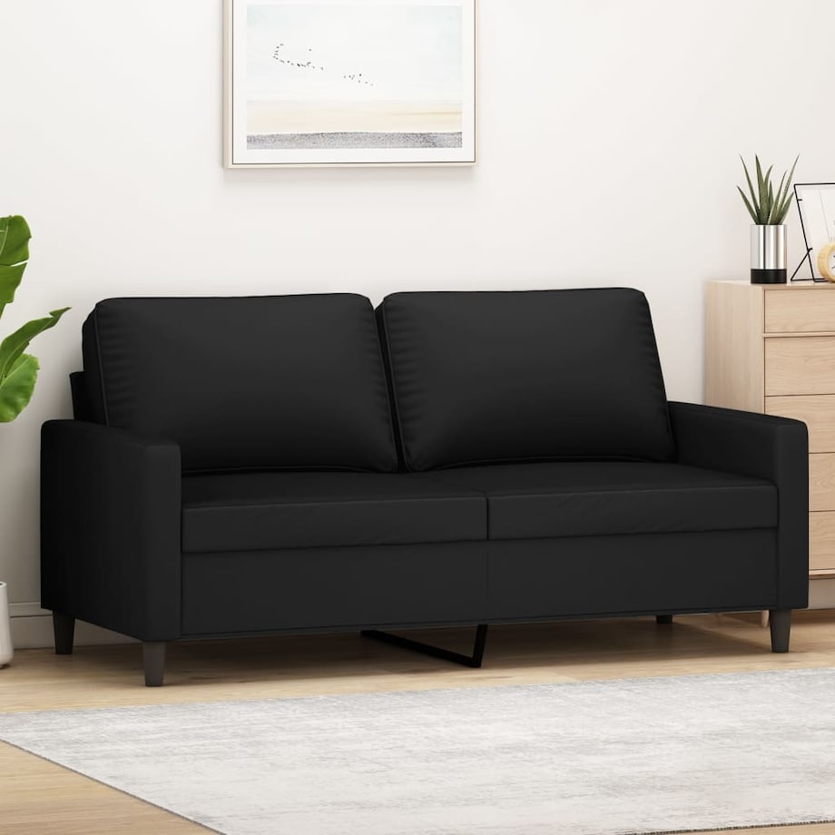 vidaXL Sofa 2-osobowa, czarna, 140 cm, tapicerowana aksamitem