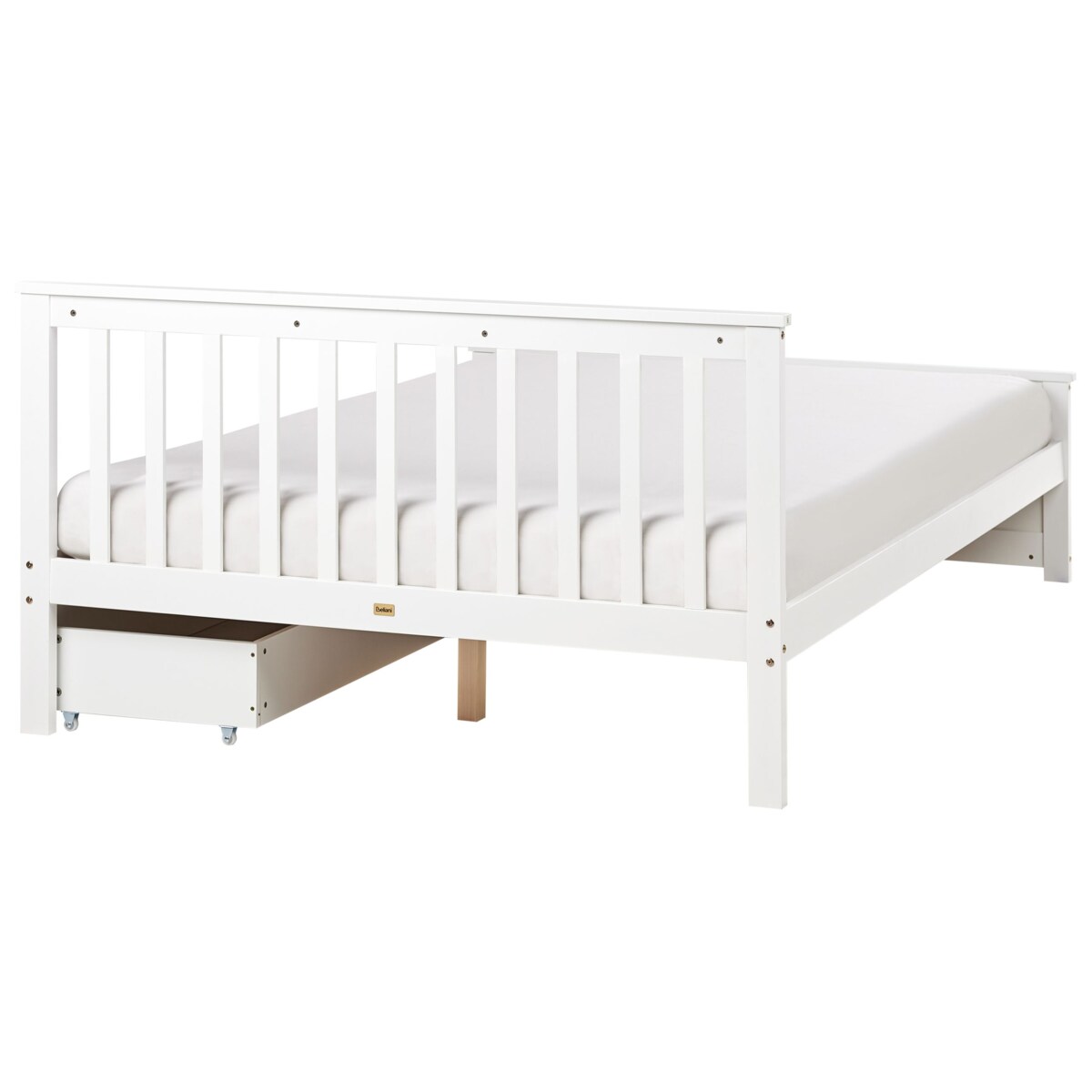 Łóżko ze schowkiem OLENDON 140 x 200 cm Z miejscem do przechowywania Drewno Biały