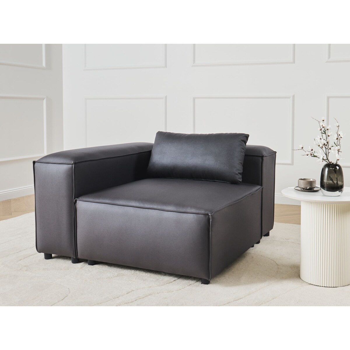 Moduł narożny BRANDE Ekoskóra Czarny Prawostronny