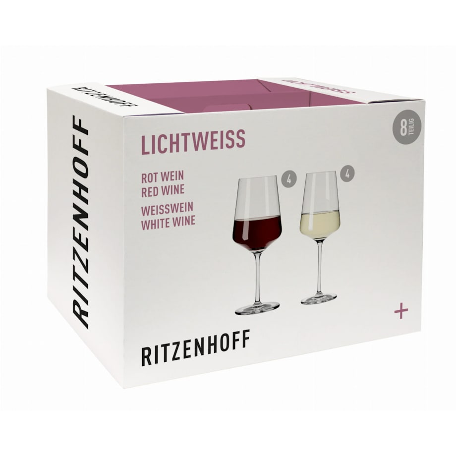 Zestaw 4 kieliszków do białego wina i 4 do czerwonego wina Lichtweiss