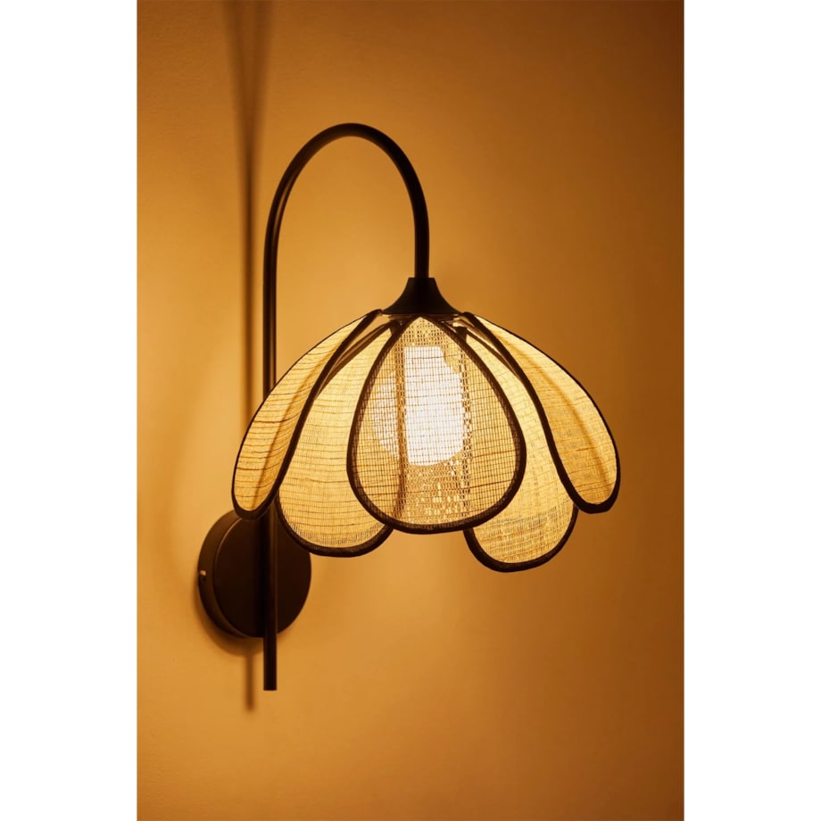 Lampa ścienna, kinkiet, lniano-czarna, Vidson