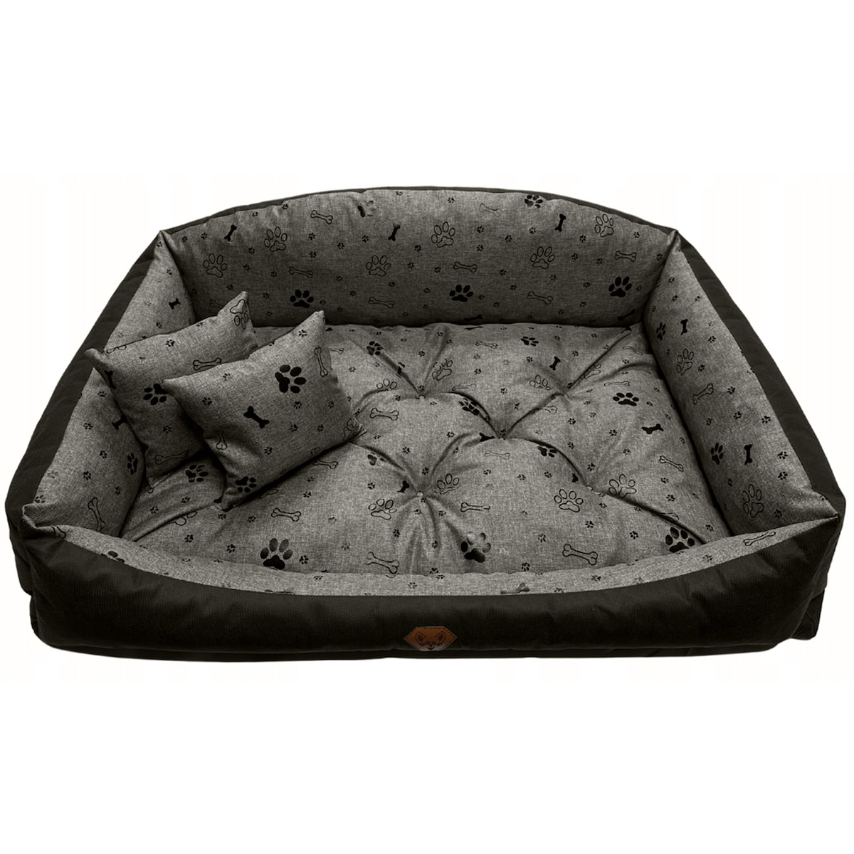 Legowisko Dla Psa Kanapa Posłanie Muszla 100X75 Cm Wodoodporne Poduszki Pikowane Kość Czarna