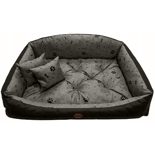Legowisko Dla Psa Kanapa Posłanie Muszla 100X75 Cm Wodoodporne Poduszki Pikowane Kość Czarna