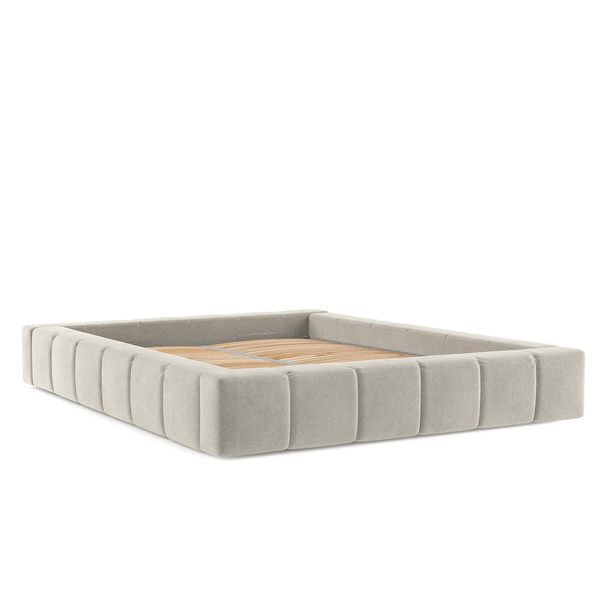 Łóżko tapicerowane KEA 160x200 z pojemnikiem, Jasny Beż, tkanina Terra NW 06