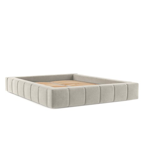 Łóżko tapicerowane KEA 160x200 z pojemnikiem, Jasny Beż, tkanina Terra NW 06