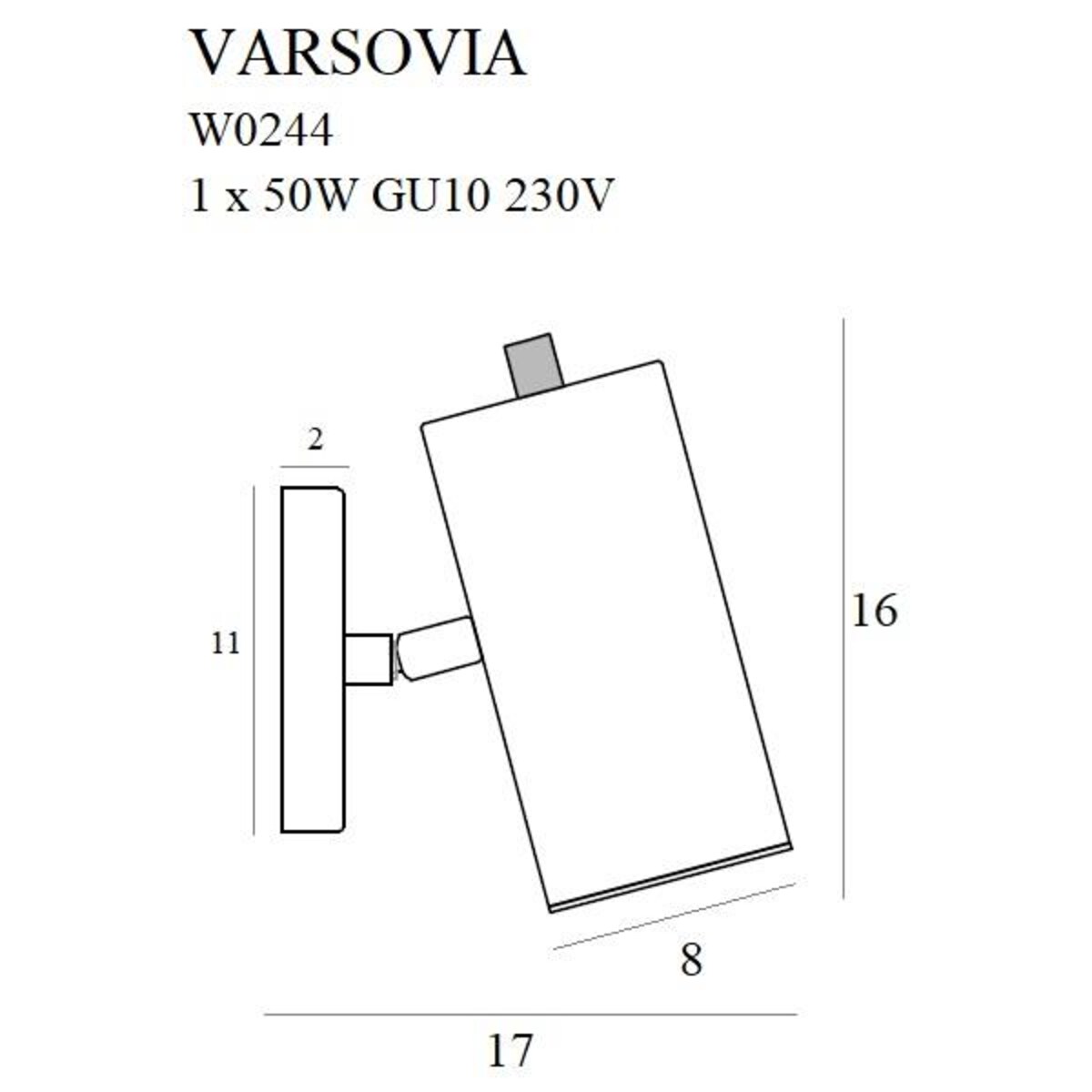 Kinkiet LAMPA ścienna VARSOVIA W0244 Maxlight metalowa OPRAWA tuba regulowana mosiądz