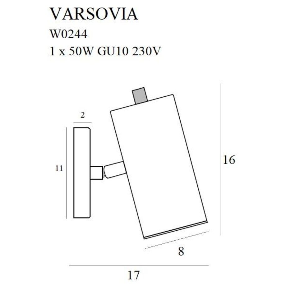 Kinkiet LAMPA ścienna VARSOVIA W0244 Maxlight metalowa OPRAWA tuba regulowana mosiądz