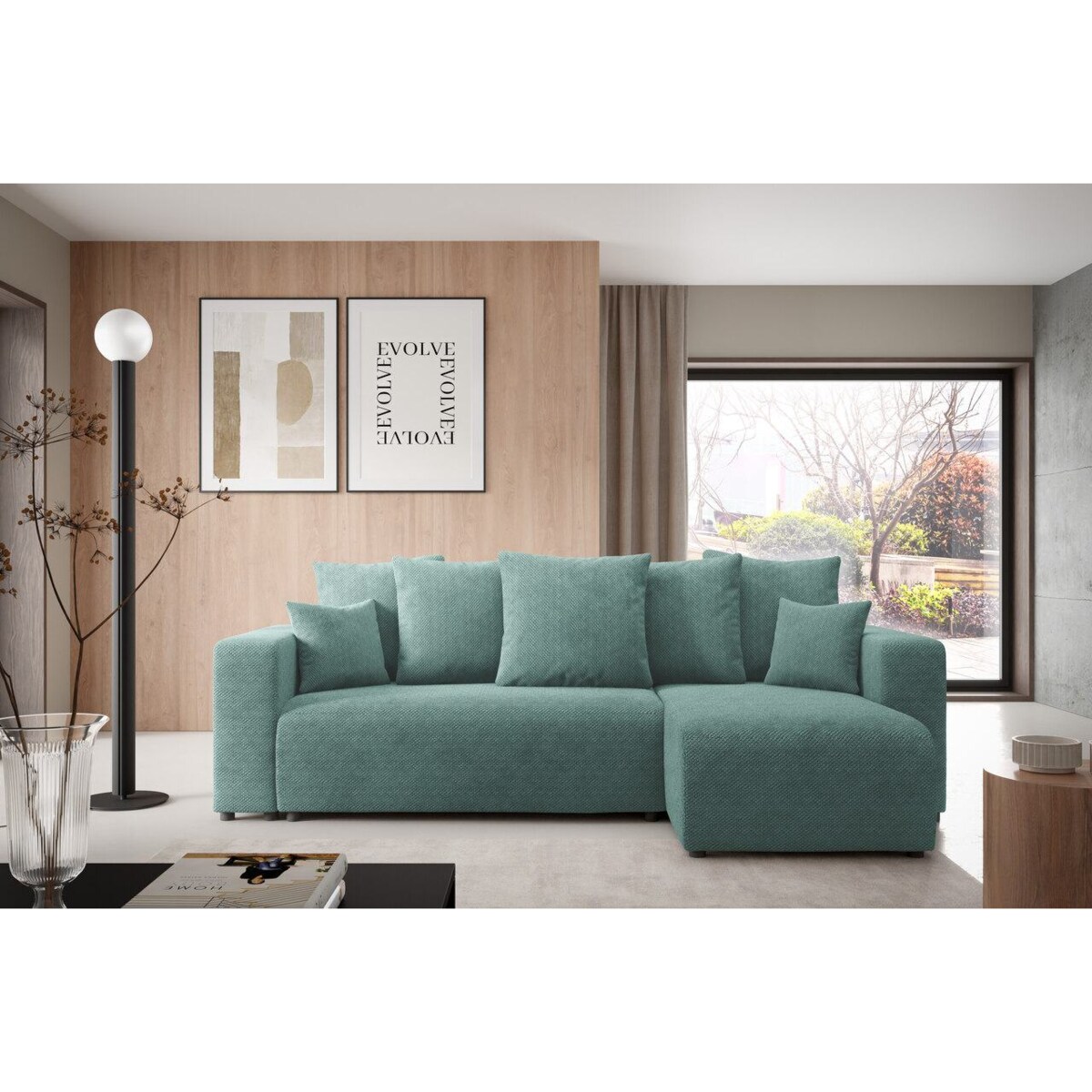 Narożnik EVORA L z pojemnikiem tkanina miękki plusz Kolor: Onega 06