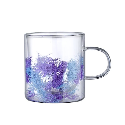 Szklanka termiczna z elementami roślinnymi w środku, fiolet 300 ml 1szt SZK134