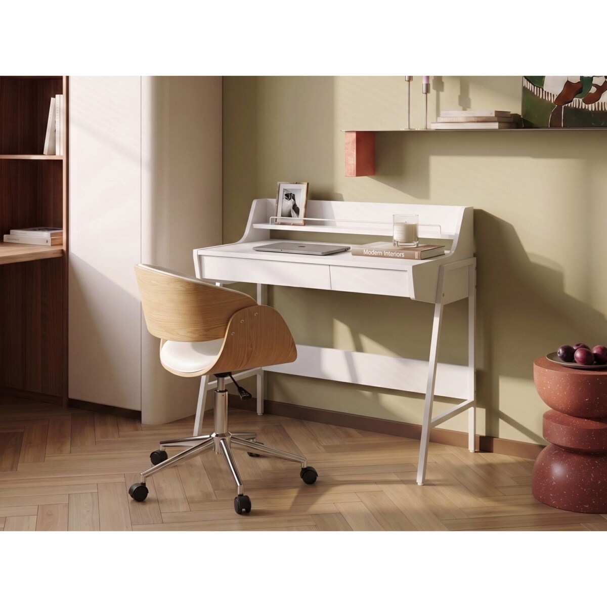Biurko z nadstawką BROXTON 77 cm 46 cm Biały