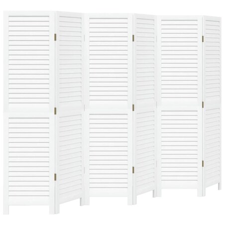 vidaXL Parawan pokojowy, 6-panelowy, biały, lite drewno paulowni