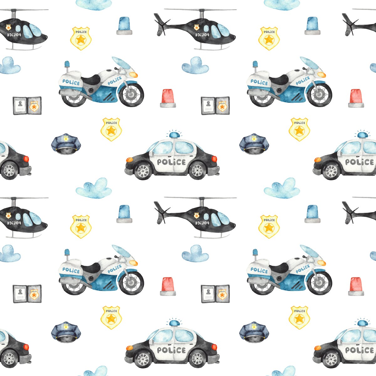 Tapeta Dla Dzieci POLICJA Auta Motory Helikoptery