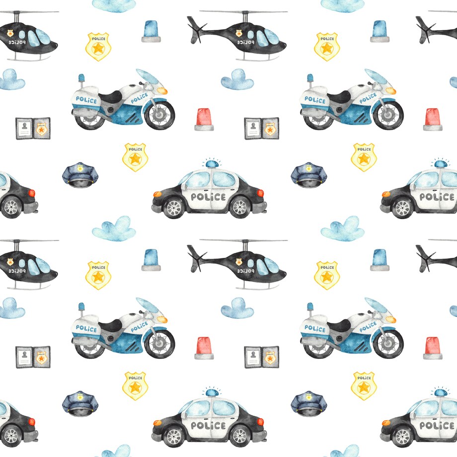 Tapeta Dla Dzieci POLICJA Auta Motory Helikoptery