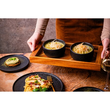 Serwis obiadowy Anun czarny na 12 osób 36 szt. Nowoczesny Do zmywarki Komplet talerzy