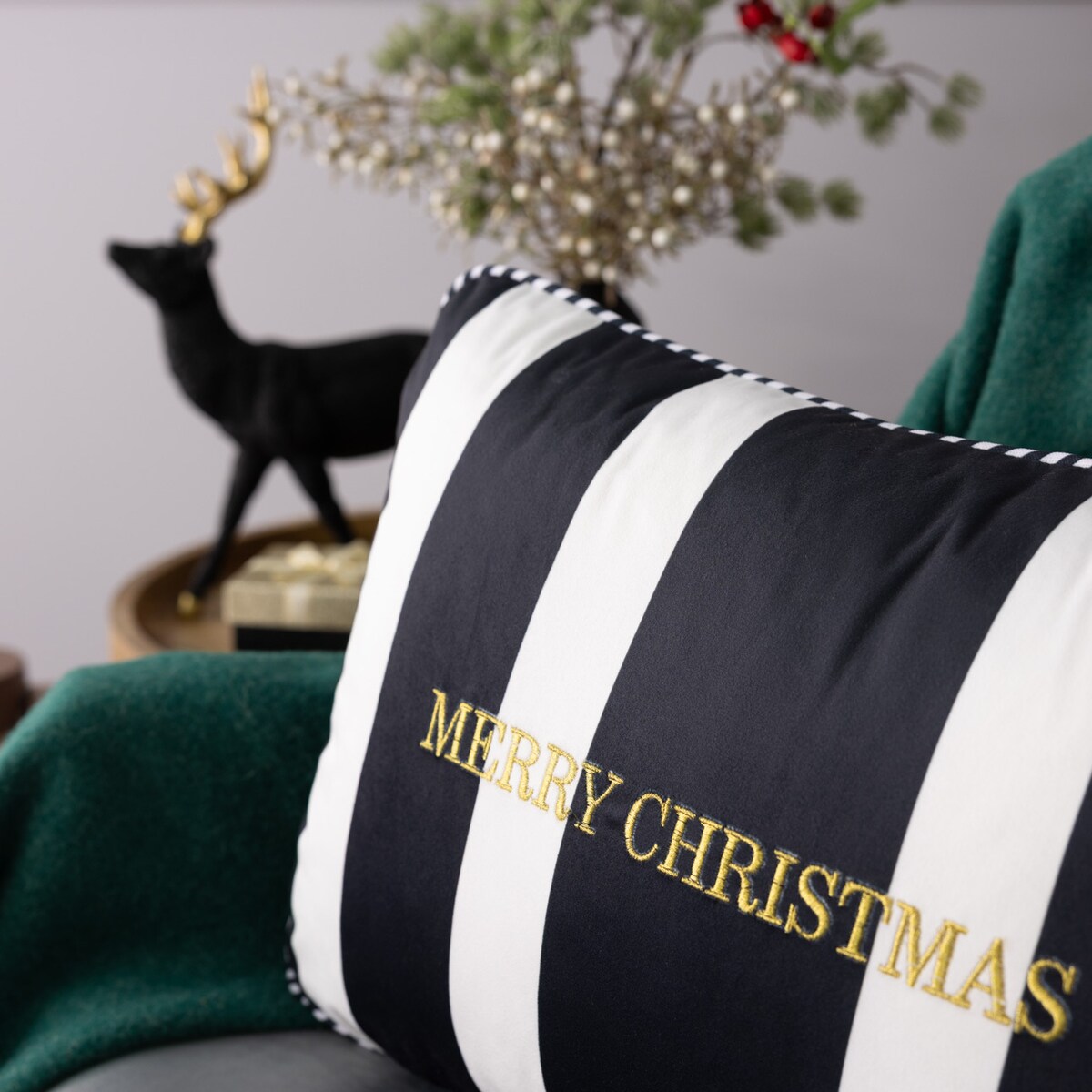 Poszewka na poduszkę Black & White Noel 60x40 cm boże narodzenie, święta, świąteczne, czarny, 60x40 cm