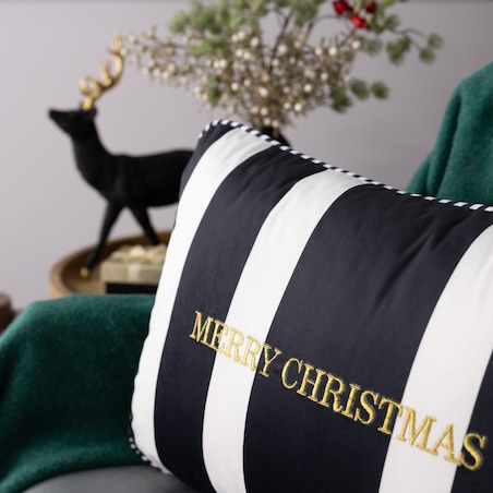 Poszewka na poduszkę Black & White Noel 60x40 cm boże narodzenie, święta, świąteczne, czarny, 60x40 cm