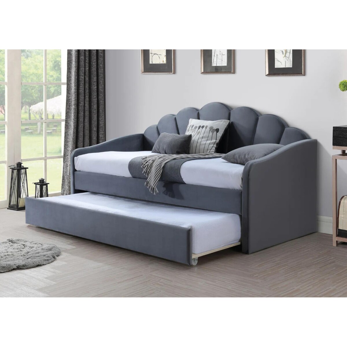 Łóżko tapicerowane BELLA VELVET 90x200 szare