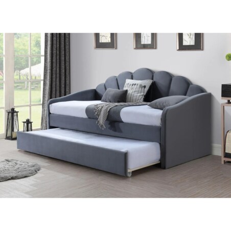 Łóżko tapicerowane BELLA VELVET 90x200 szare