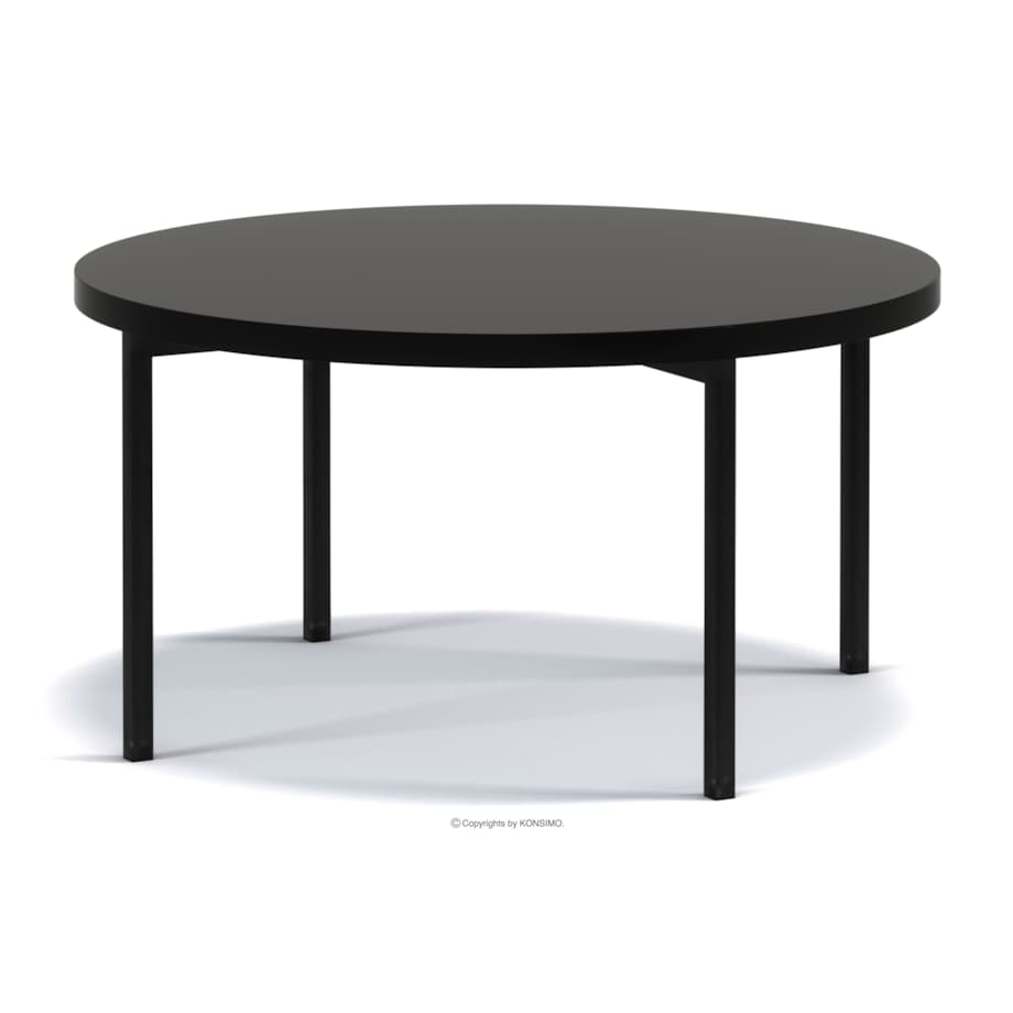 KONSIMO GERIS Stolik kawowy do salonu w stylu industrialnym, czarny połysk