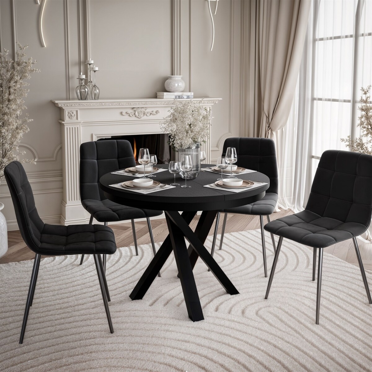 Rozkładany stół LUMI, czarny