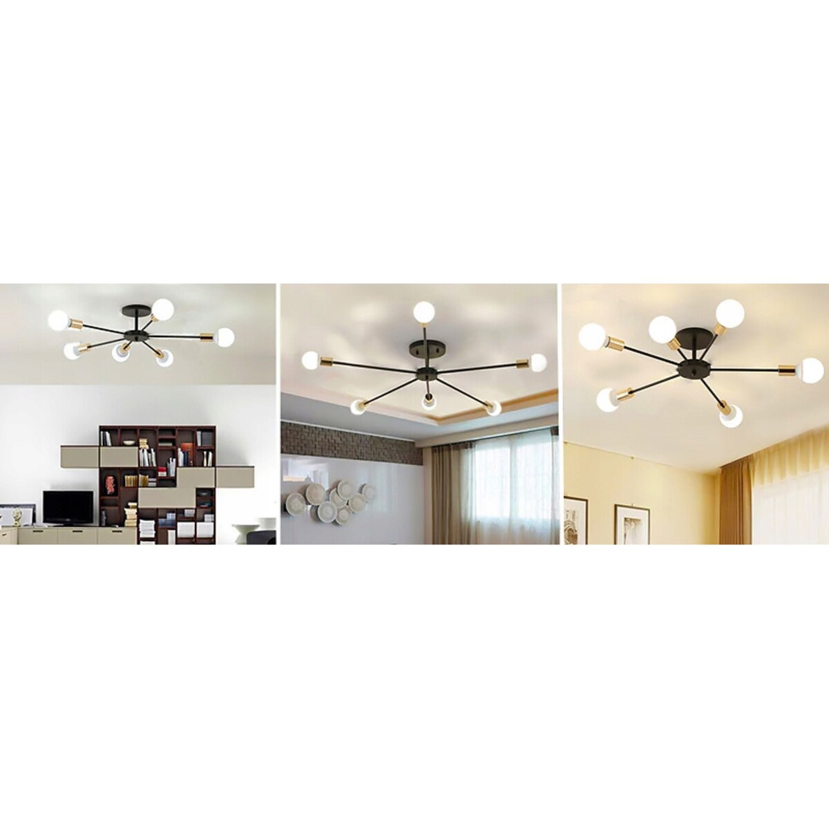 Lampa Sufitowa Żyrandol Plafon Pająk 6 Złota E27