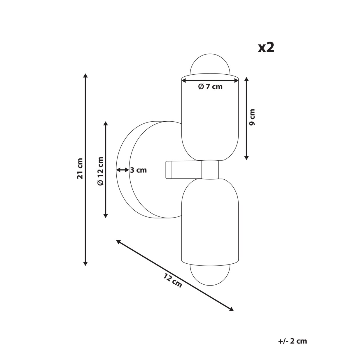 Zestaw 2 lamp ściennych TOPI Metal Pastelowy róż
