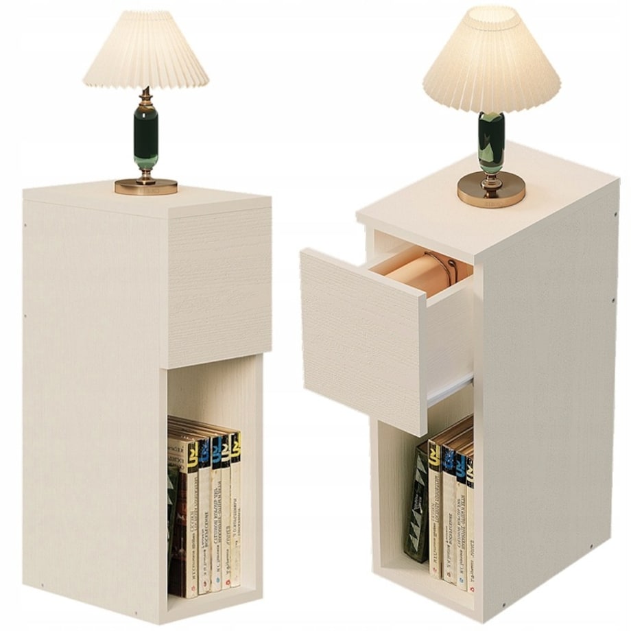 Szafka nocna kremowa z szufladą stolik z półką nowoczesny loft sypialni 55 cm