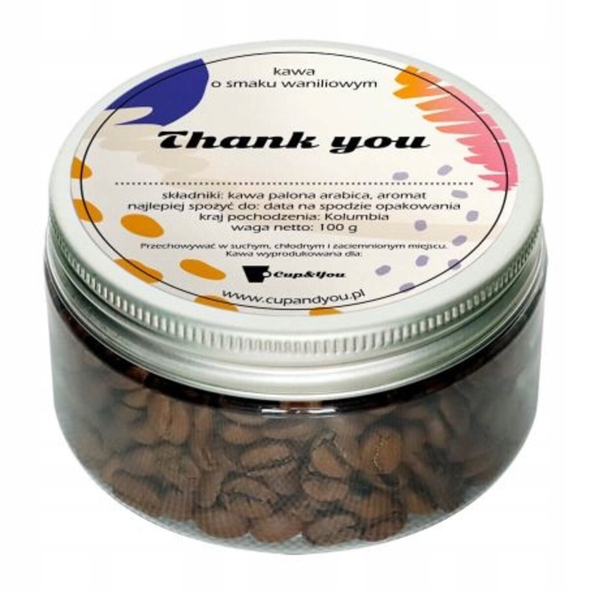 Kawa aromatyzowana THANK YOU waniliowa arabica ziarnista dla Nauczyciela