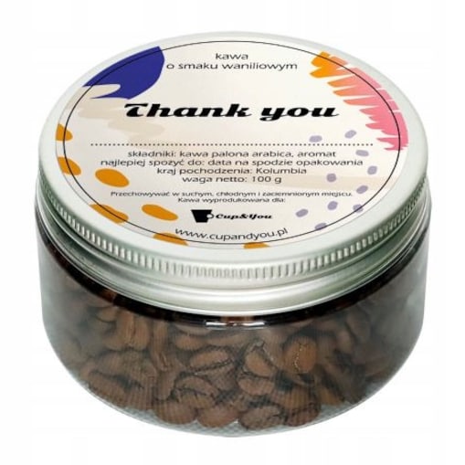 Kawa aromatyzowana THANK YOU waniliowa arabica ziarnista dla Nauczyciela