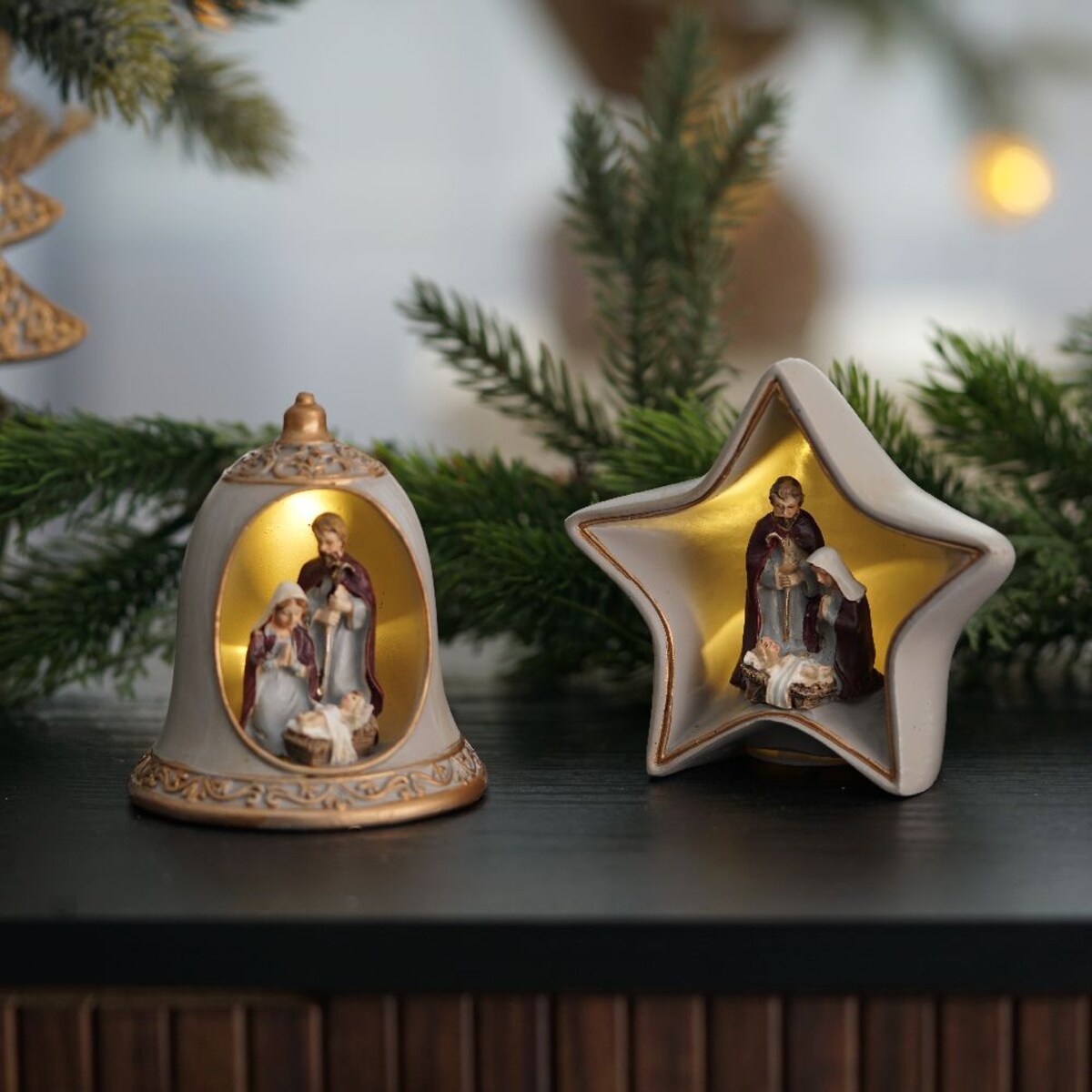 VILLA ITALIA Szopka bożonarodzeniowa LED Gwiazda 9,5 cm HOLY FAMILY