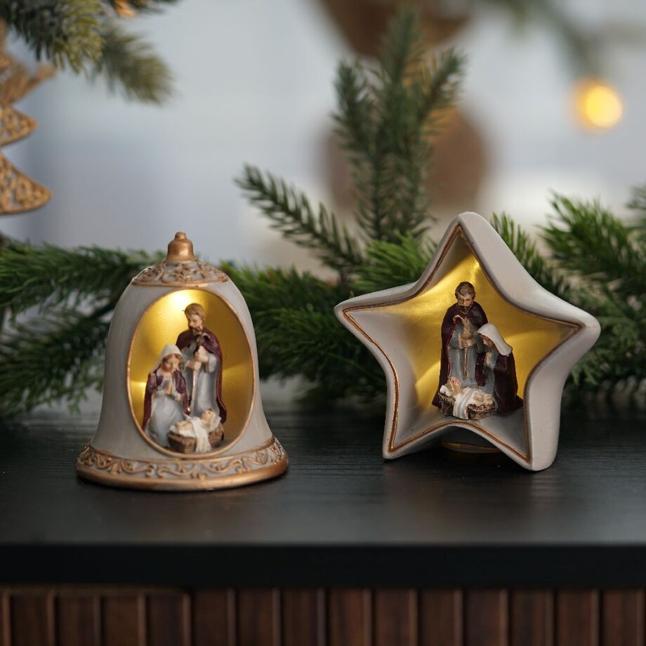 VILLA ITALIA Szopka bożonarodzeniowa LED Gwiazda 9,5 cm HOLY FAMILY