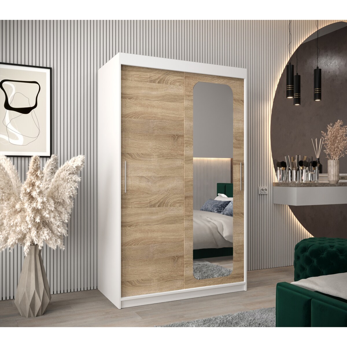 Szafa przesuwna Garderoba PROMO T2 120 biały/sonoma