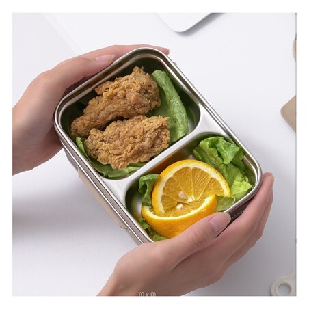 Śniadaniówka LUNCH BOX z widelcem, stal nierdzewna, 2 poziomy, zielony PJM50ZIE