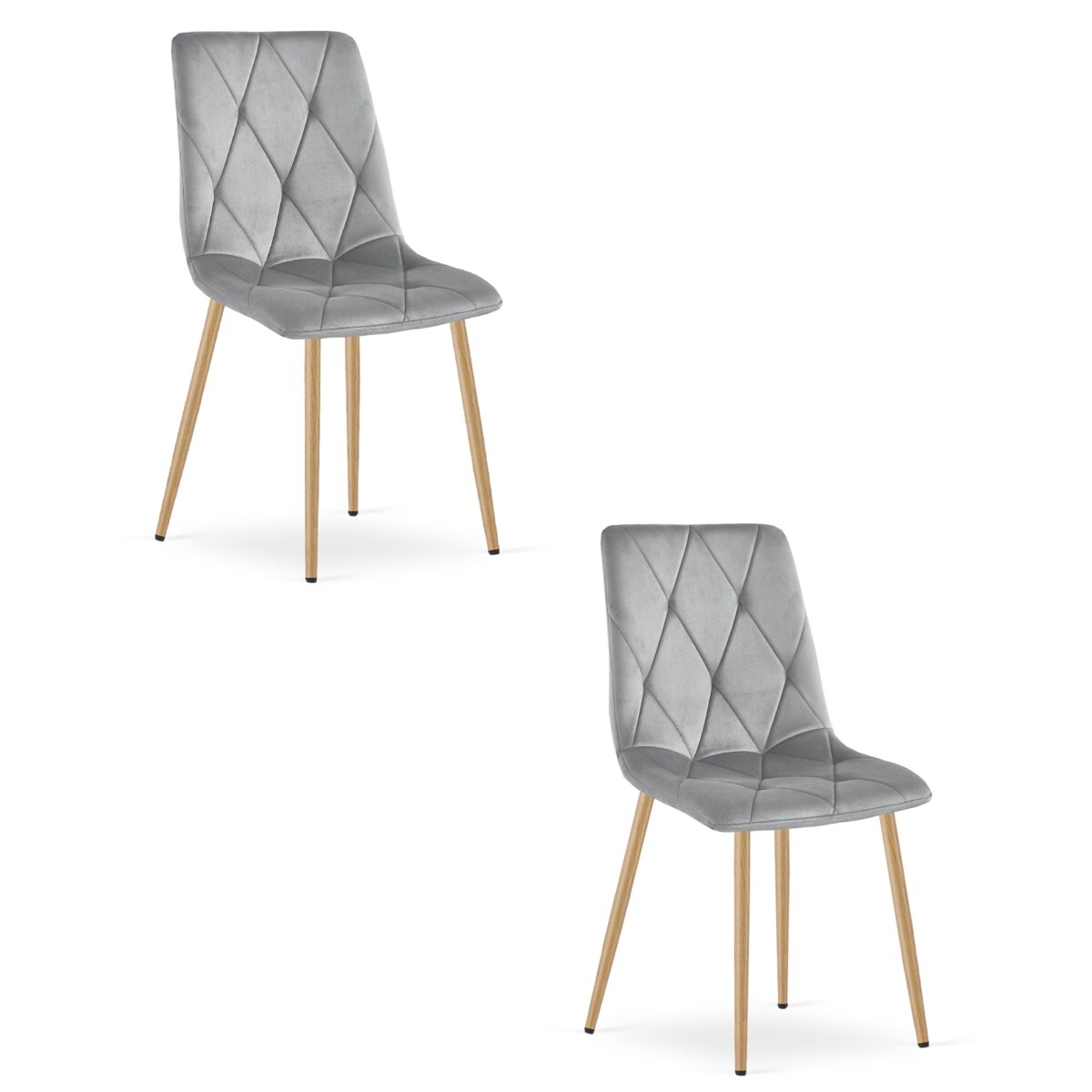 Krzesło Libra nowoczesny design, Jasny Szary Aksamit / Nogi Kolor Drewna X2