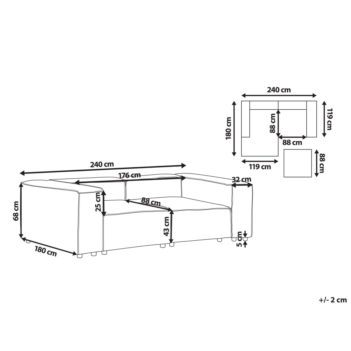 Sofa modułowa APRICA Boucle Biały dla 2 osób