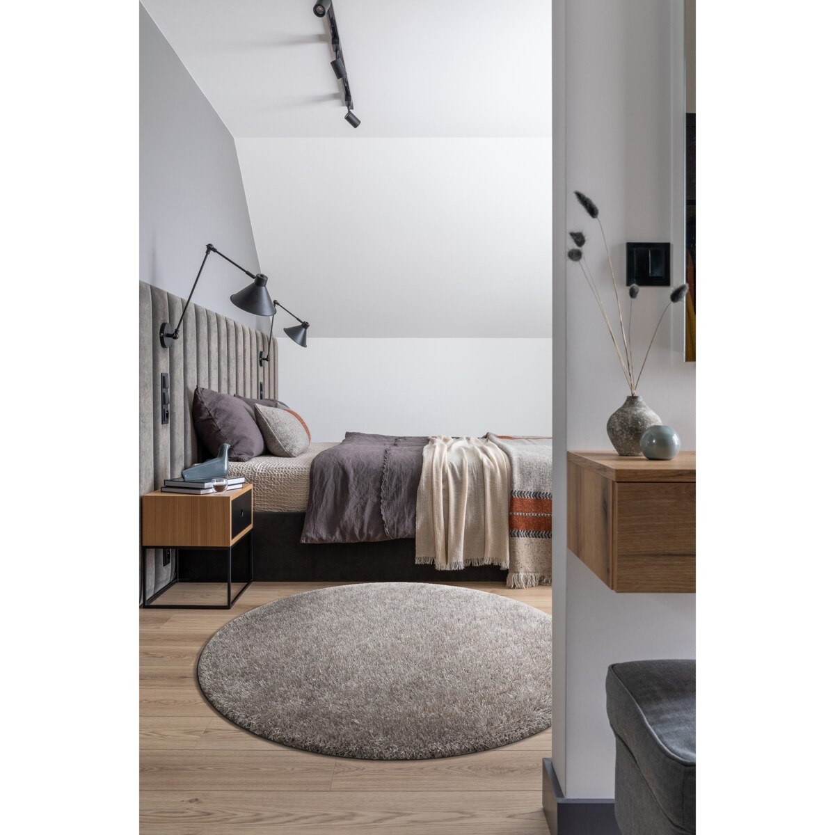 Dywan BUENOS koło 6646 shaggy jednolity, koło 150 cm