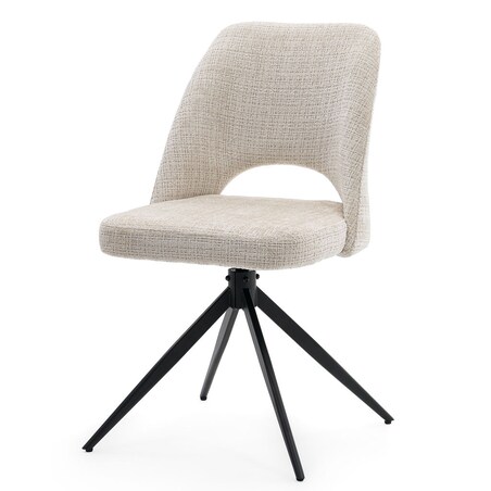 Krzesło tapicerowane obrotowe MILO II jasny beż do salonu jadalni kuchni