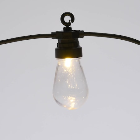 Lampki balkonowe na sznurze 12,5 m, 20 lampek, ciepłe światło LED
