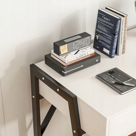 Biurko nowoczesne z szufladami loft białe na czarnych nogach premium 80 cm