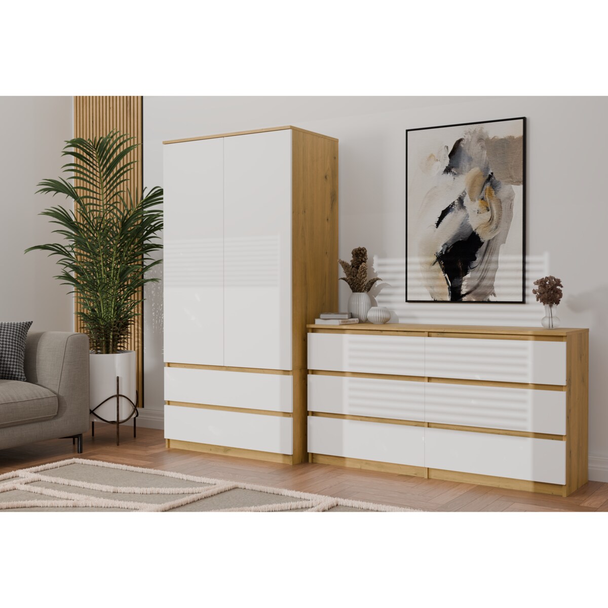 Komoda Malwa M6 120 DĄB ARTISAN BIAŁY