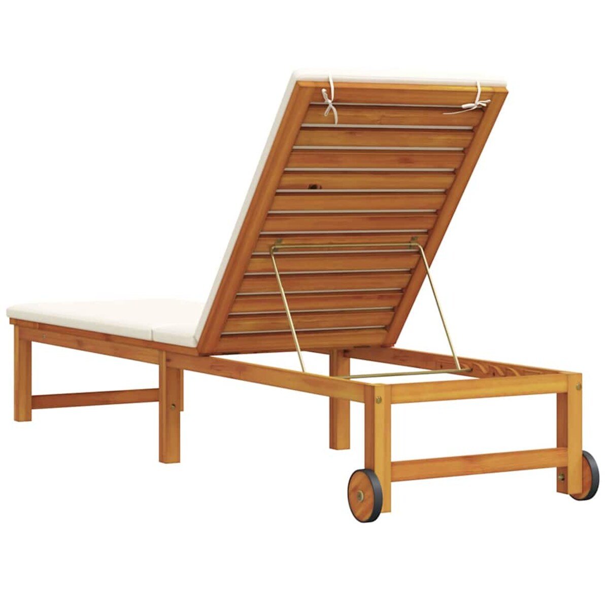 vidaXL Leżak z poduszką Brązowy 53 x 202 x 89cm Lite drewno akacjowe